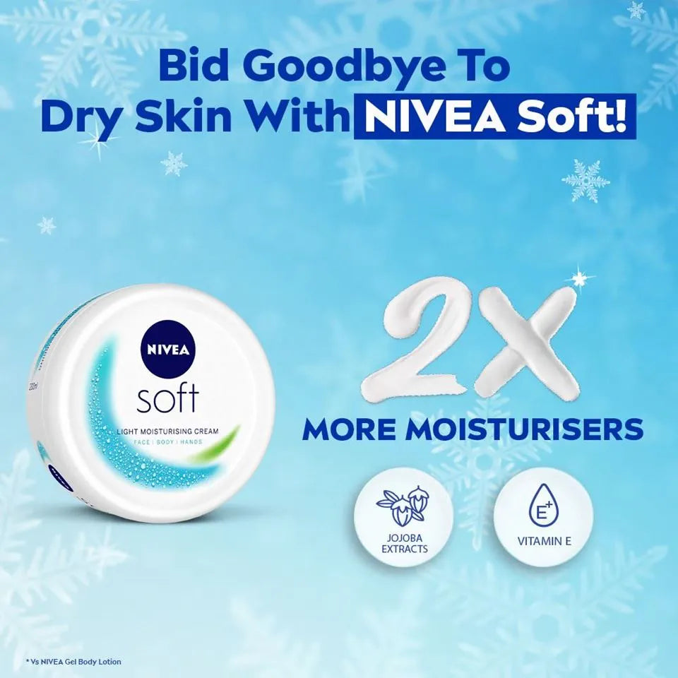 NIVEA Moisturising Cream, Soft Refreshing for Face Body Hands, Fast Absorbing, Jar 2x300ml