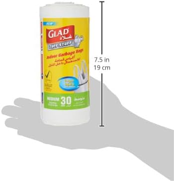Glad Tuff Stuff Garbage Bag Medium White Handle Bags, Size 55 cm x 60 cm, 30pcs