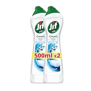 JIF Cream Cleaner, with micro crystals technology, Original, eliminates grease, burnt food & limescale stains, 2 x 500ml