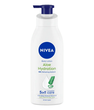 NIVEA Body Lotion for Normal to Dry Skin, Aloe & Hydration, 5in1 Complete Care, with Deep Moisture Serum, 48H Fast Refreshing Moisture, 400ml