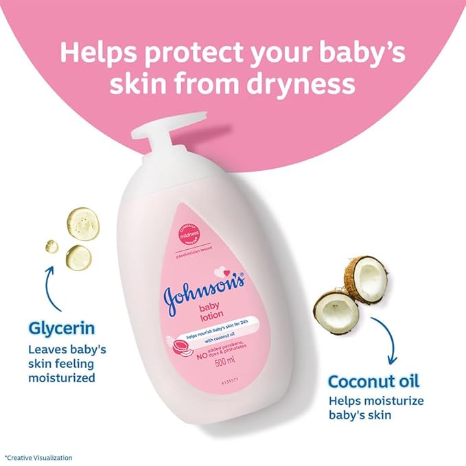 Johnson's Baby Soft Lotion, 24 Hour Moisture. Clinically Proven Mildness formula specifically design for baby’s delicate skin, 500ml