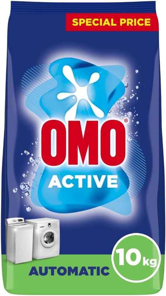 OMO Automatic Powder Laundry Detergent, Active,up to 100% stain removal in 1 wash*, 10 Kg, Packaging may vary