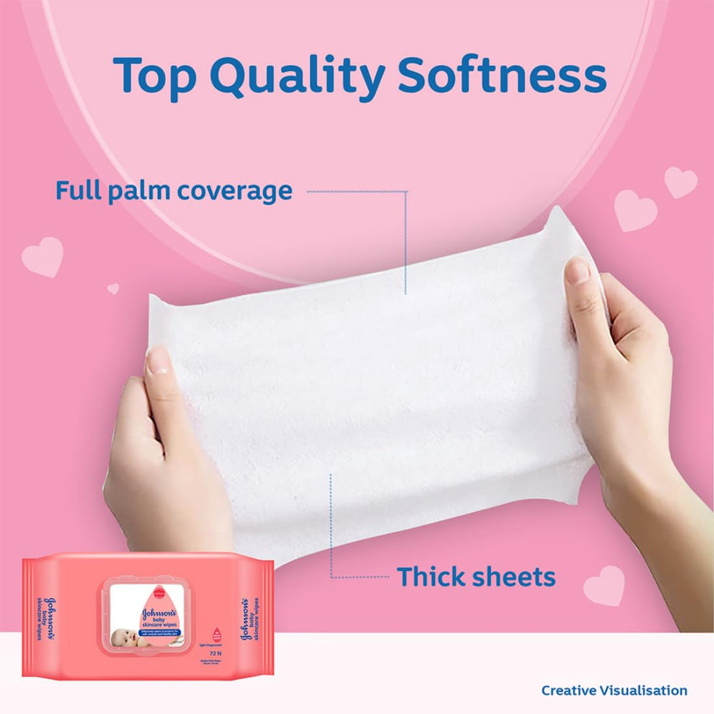 Johnson's Baby Wipes - Gentle All Over, Leaves skin soft and feeling healthy, Leaves no unwanted residue behind, alcohol-free, 216 wipes