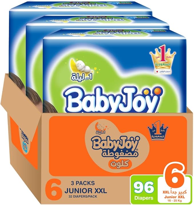 BabyJoy Cullotte Pants Diaper, Jumbo Box Junior XXL Size 6, Count 96, 16+ Kg