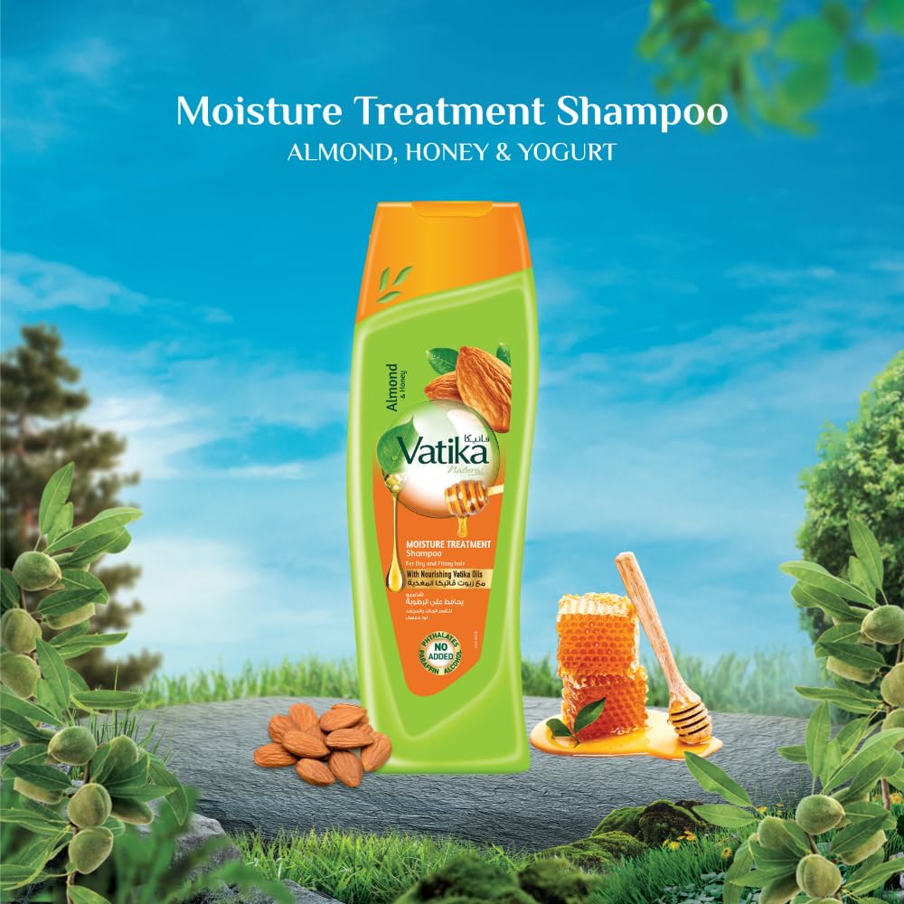 Vatika Naturals Moisture Treatment Shampoo & Conditioner 2 x 400ml Value Pack | Enriched with Almond & Honey | For Dry & Frizzy Hair (Pack of 2)