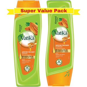 Vatika Naturals Moisture Treatment Shampoo & Conditioner 2 x 400ml Value Pack | Enriched with Almond & Honey | For Dry & Frizzy Hair (Pack of 2)