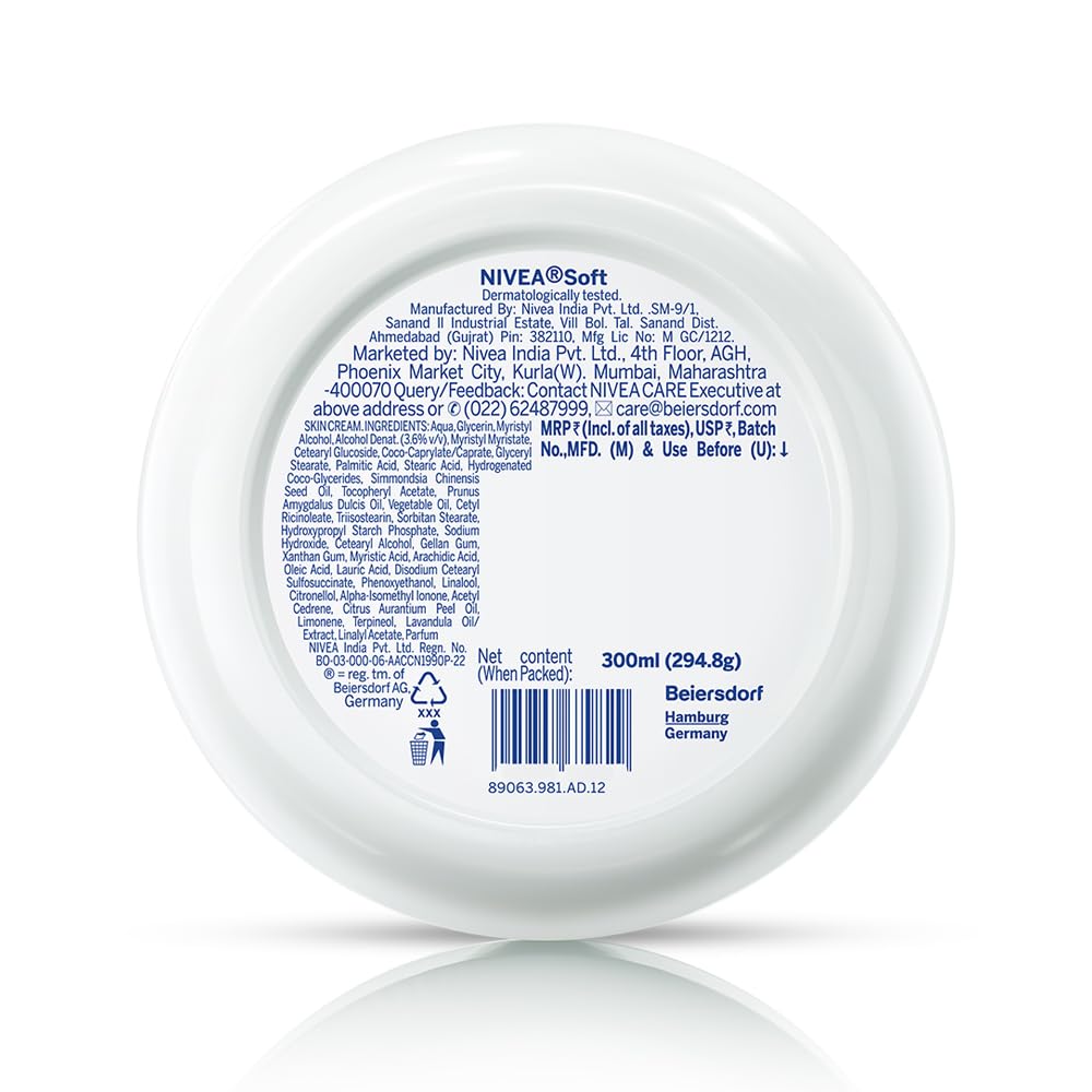 NIVEA Soft Moisturising Cream (300ml), 48H Moisturising Cream for Face, Body and Hands with Vitamin E and Jojoba Oil, Hand Cream Moisturises Deeply, Vegan Formula Day Cream