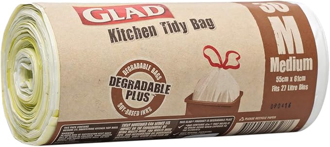 Glad Kitchen Tidy Degradable Plus Medium Bags Size 55cm x 61cm 30pcs