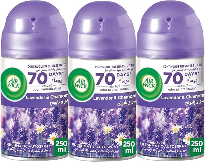 Air Wick Freshmatic Freshner Autospray Refill, Lavender and Chamomile, 250 ml, Pack of 3