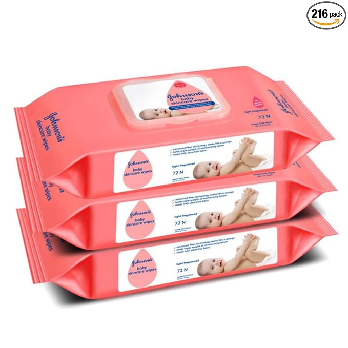 Johnson's Baby Wipes - Gentle All Over, Leaves skin soft and feeling healthy, Leaves no unwanted residue behind, alcohol-free, 216 wipes
