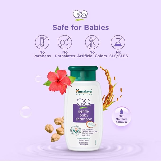 Himalaya No Tears Gentle Baby Shampoo with Hibiscus & Chickpeas, Suitable for Delicate Newborn Skin, pH Balanced, Clinically Tested, Free from Alcohol, Parabens, Phthalates & Sulphates- 400ml