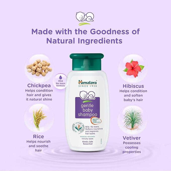 Himalaya No Tears Gentle Baby Shampoo with Hibiscus & Chickpeas, Suitable for Delicate Newborn Skin, pH Balanced, Clinically Tested, Free from Alcohol, Parabens, Phthalates & Sulphates- 400ml