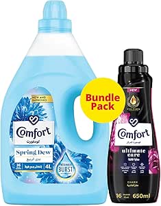 COMFORT Concentrated Fabric Softener, Spring Dew & Charm, with freshness-burst technology for longer lasting fragrance & soft clothes, 4L + 650ml