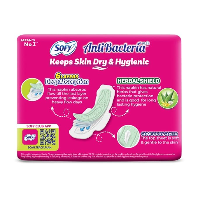 Sofy Anti-Bacterial With Musk, Slim, Large 29 Cm, Sanitary Pads With Wings, Pack Of 28 Pads