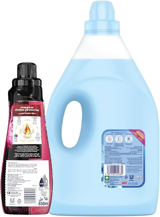 COMFORT Concentrated Fabric Softener, Spring Dew & Charm, with freshness-burst technology for longer lasting fragrance & soft clothes, 4L + 650ml