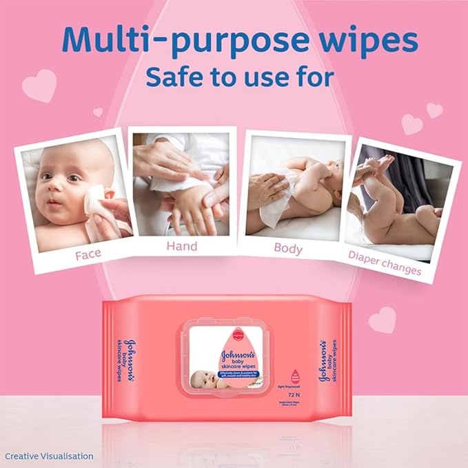 Johnson's Baby Wipes - Gentle All Over, Leaves skin soft and feeling healthy, Leaves no unwanted residue behind, alcohol-free, 216 wipes