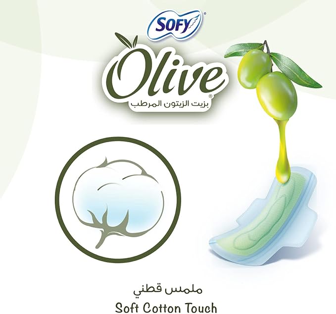 SOFY Olive Sanitary Pads With Wings, Slim, Large 29 cm, Pack of 56 Pads