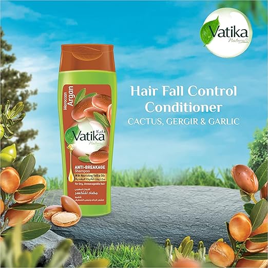 Vatika Naturals Moroccan Argan Anti-Breakage Shampoo 400ml | Moisture Soft Hair | For Dry, Unmanageable Hair