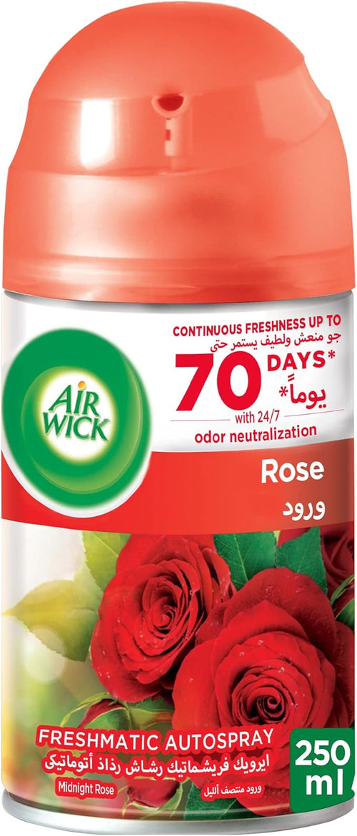 Air Wick Freshmatic Autospray Refill, Rose Fragrance, Eliminates Bad Odour like Cat Litter Smell, 250 ml (Pack of 3)