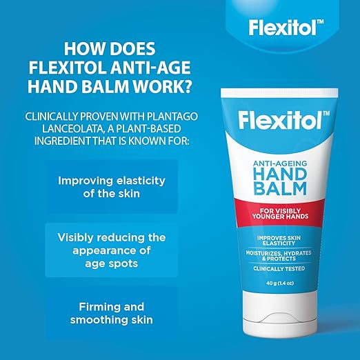Flexitol Anti Ageing Hand Balm Spf15 40G, improve skin elasticity and lighten age spots, plant based ingredient