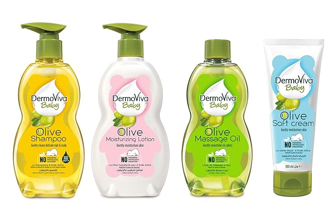 DermoViva Baby Olive Shampoo - 500ml | pH 5.5 - 6 | Gentle Cleanser with No Tear Formula