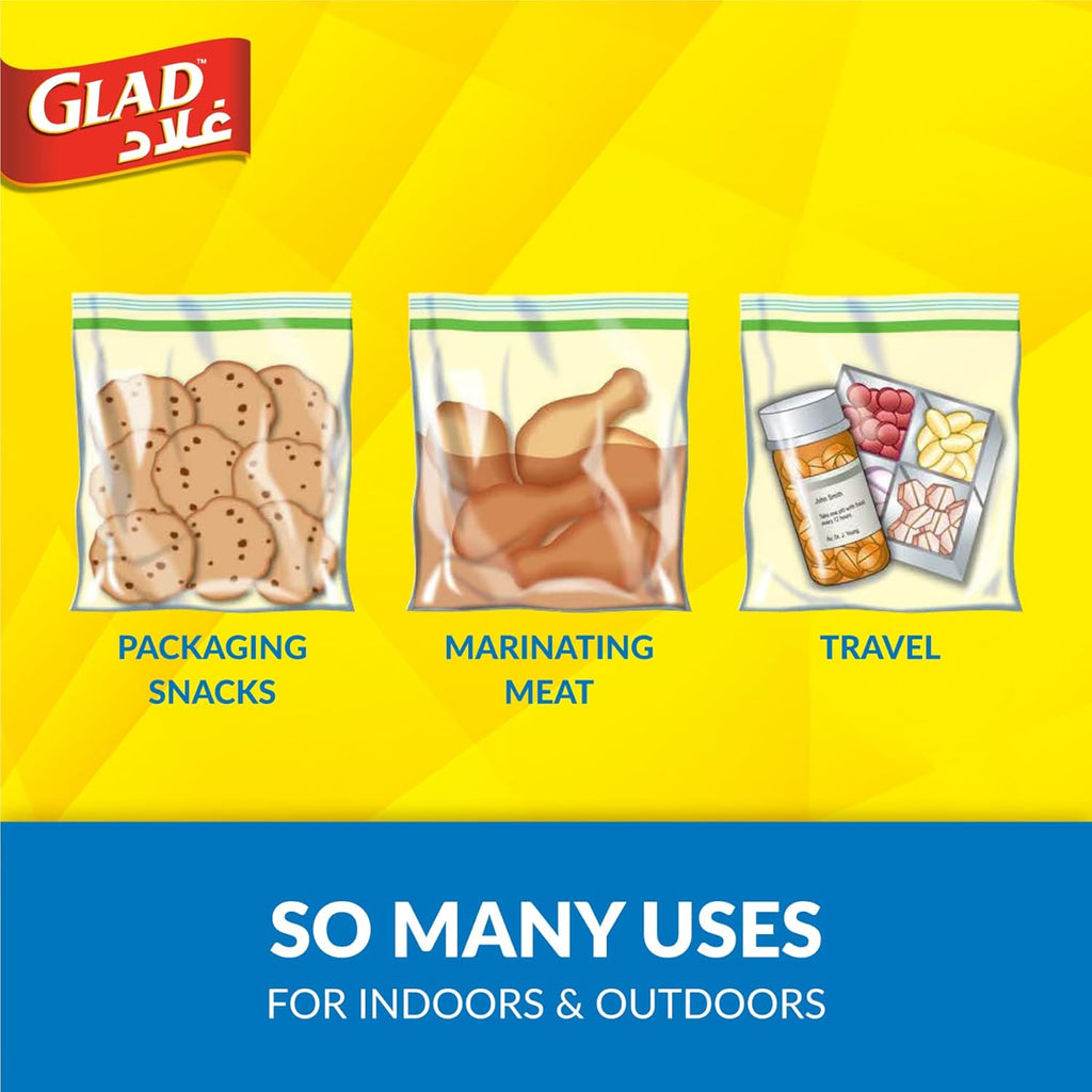 Glad Zipper Freezer Bags Size 27.4cm x 26.5cm 25pcs