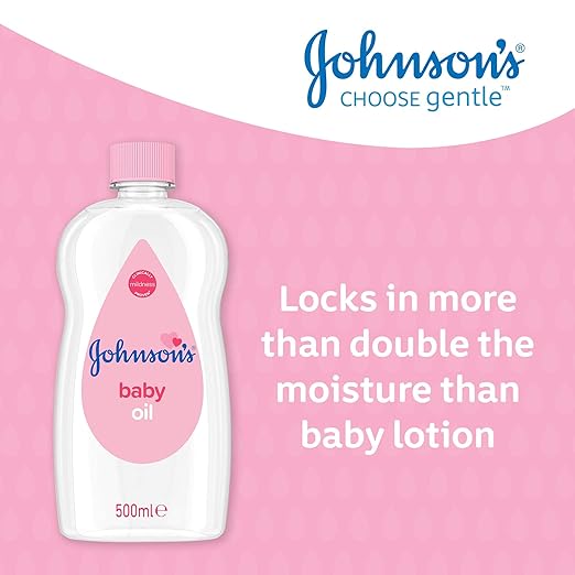 Johnson's Baby Oil (1 x 500 ml) Moisturising Baby Oil to Protect Delicate and Dry Skin, Hypoallergenic and pH-Balanced, Ideal for Massage, Moisturiser for Dry Skin to Soften Hands and Body
