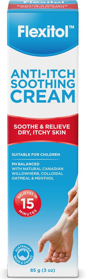 Flexitol Anti-Itch Sothng Crm 85G, Colloidal Oatmeal, Canadian Willowherb and Menthol to soothe and relieve itchy, irritated skin, dry & itchy skin, sensitive,Petrochemical free,pH balanced