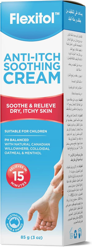Flexitol Anti-Itch Sothng Crm 85G, Colloidal Oatmeal, Canadian Willowherb and Menthol to soothe and relieve itchy, irritated skin, dry & itchy skin, sensitive,Petrochemical free,pH balanced