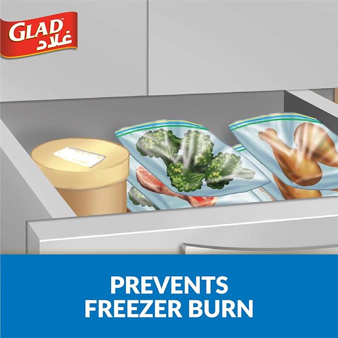 Glad Zipper Freezer Bags Size 27.4cm x 26.5cm 25pcs