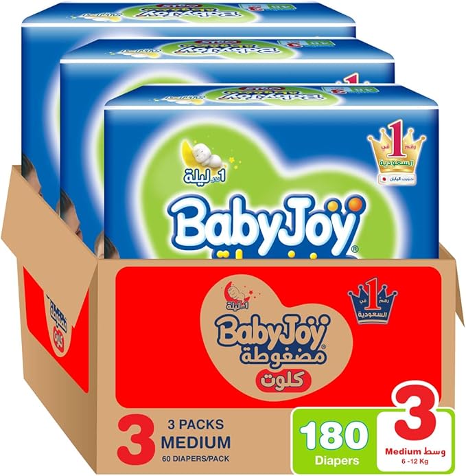 BabyJoy Cullotte Pants Diaper, Mega Pack Medium Size 3, Count 180, 6 - 12 KG