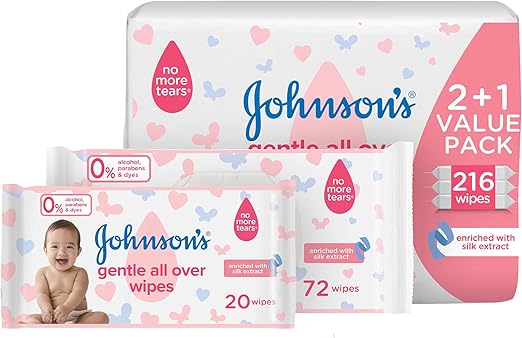 Johnson's Baby Wipes - Gentle All Over 2 x 216 Total Count