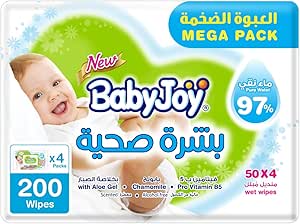 BabyJoy Healthy Skin Wet Wipes, Mega Pack, 200 Baby Wipes