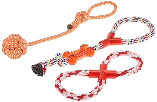 10 Pcs Pet Puppy Toys Gift Set Ball Rope and Chew Squeaky for Dog Cat