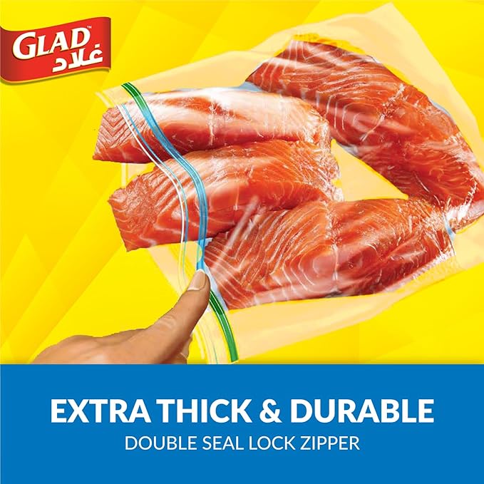 Glad Zipper Freezer Bags Size 27.4cm x 26.5cm 25pcs