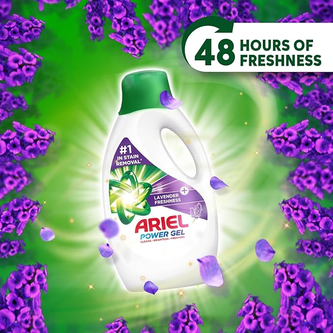 Ariel Lavender Laundry Detergent Liquid Gel, Dual Pack (2x1.8L)