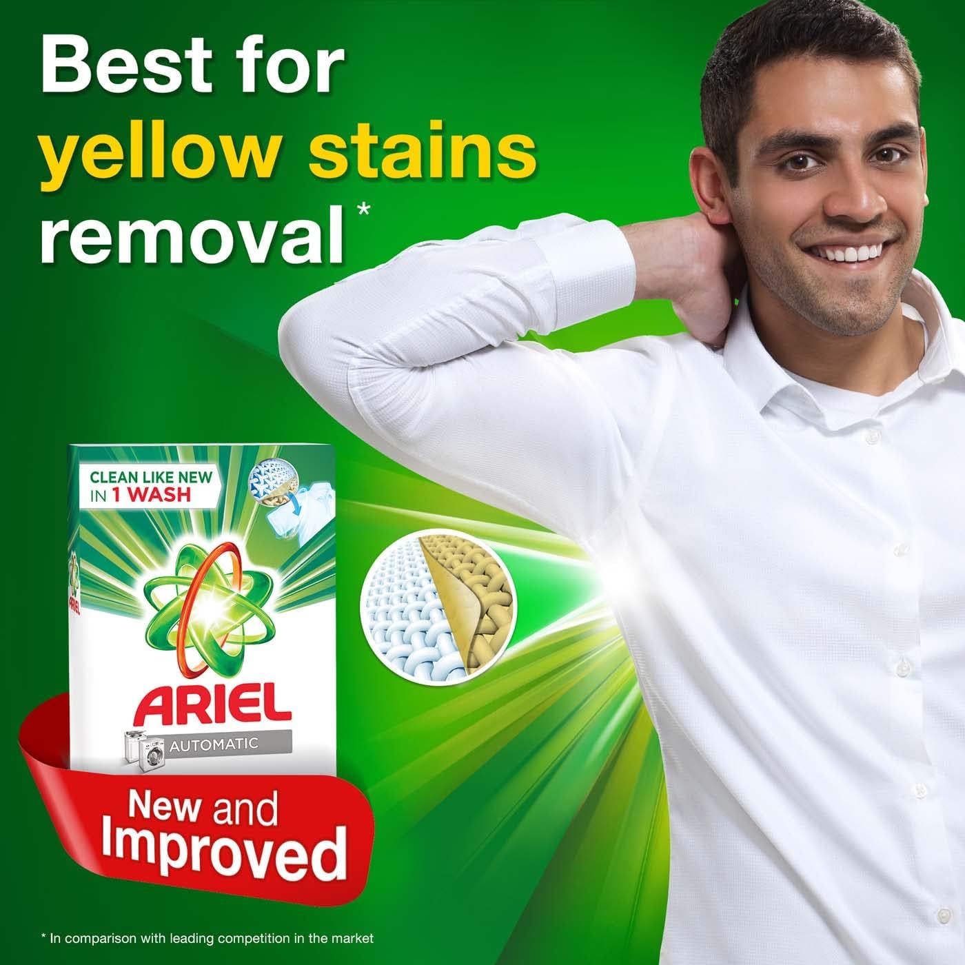 Ariel Automatic Laundry Detergent Powder, Original Scent, Stain-Free Clean Laundry, Washing Powder, Dual Pack, 2.5Kg
