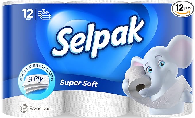 Selpak 3 Ply Toilet Paper 12 Rolls 140 Sheets