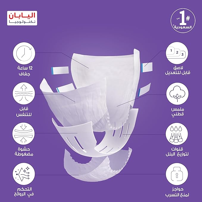 Lifree Compressed Adult Diaper Tape, Large Size , 8 Cup Absorbency, Regular Pack, 12 Pieces