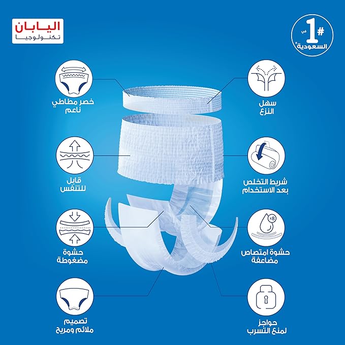 Lifree Slim Culotte Adult Diaper Pants, Medium Size, 6 Cup Absorbency , Jumbo Pack, 18 Pieces