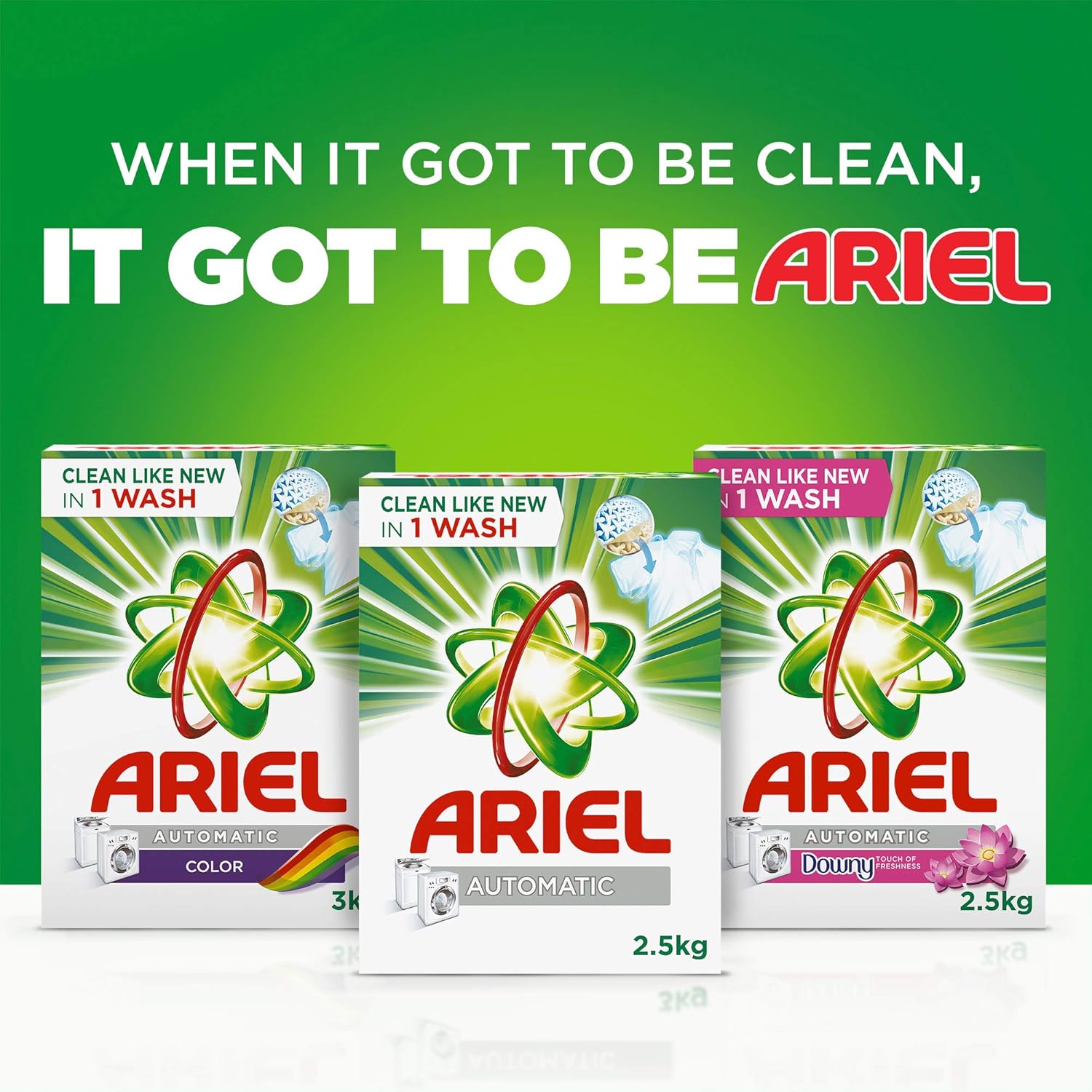 Ariel Automatic Laundry Detergent Powder, Original Scent, Stain-Free Clean Laundry, Washing Powder, Dual Pack, 2.5Kg