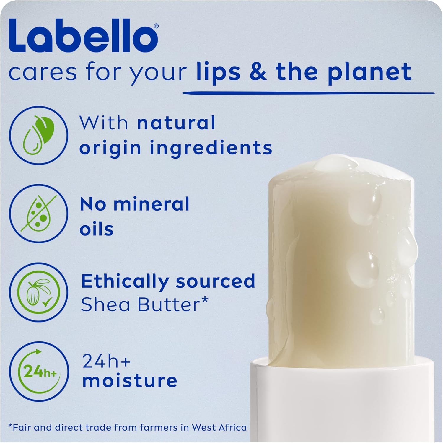Labello Men Active Lip Balm, SPF 15, 24H Melt-In Moisture, with naturally derived ingredients, Mineral Oil Free, Fragrance Free, 4.8g