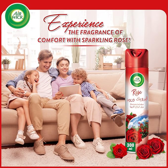 Air wick Freshener Aerosol Rose 300ml, Pack of 3
