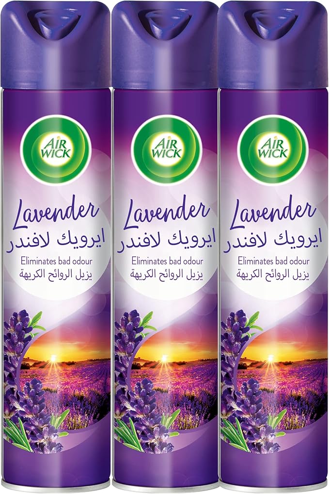 Air Wick Lavender Aerosol, Easy to Use Air Freshener, Eliminates Bad Odour like Cat Litter Smell, 300 ml (Pack of 3)