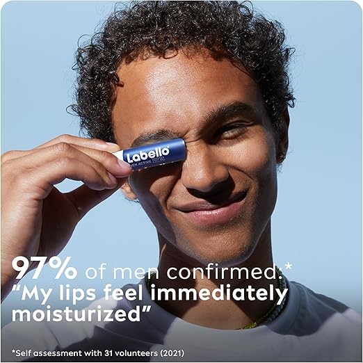 Labello Men Active Lip Balm, SPF 15, 24H Melt-In Moisture, with naturally derived ingredients, Mineral Oil Free, Fragrance Free, 4.8g