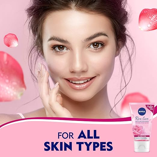 Nivea Rose Water Wash Gel (150 ml), Facial Cleansing with MicellAIR Technology and Natural Rose Water, Cleansing Gel for All Skin Types