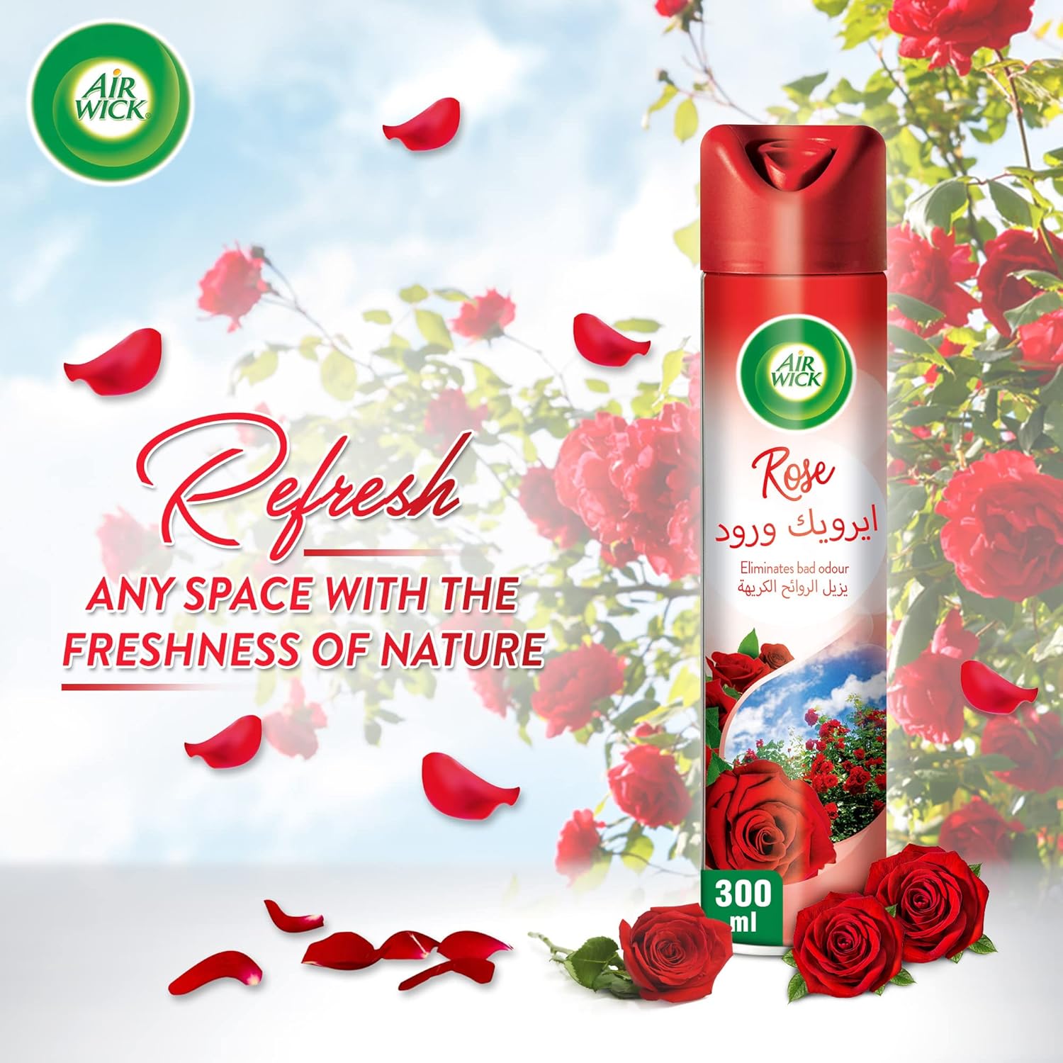 Air wick Freshener Aerosol Rose 300ml, Pack of 3