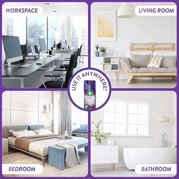 Air Wick Lavender Aerosol, Easy to Use Air Freshener, Eliminates Bad Odour like Cat Litter Smell, 300 ml (Pack of 3)