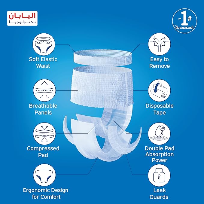 Lifree Slim Culotte Adult Diaper Pants, Medium Size, 6 Cup Absorbency , Jumbo Pack, 18 Pieces