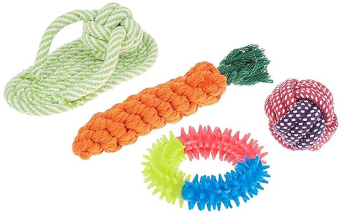 10 Pcs Pet Puppy Toys Gift Set Ball Rope and Chew Squeaky for Dog Cat